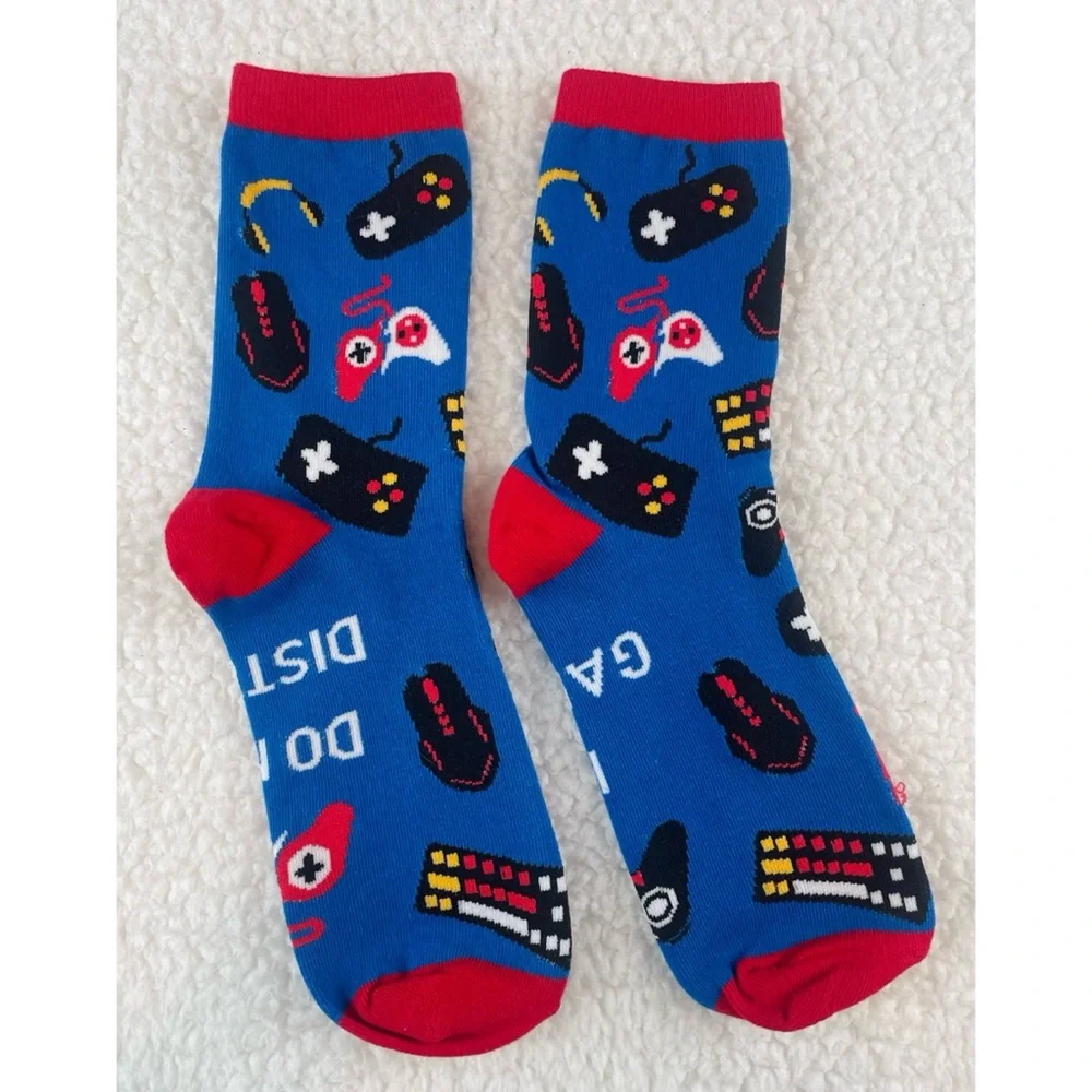 (NWOT) Blue/Red Novelty Gamer Tall Socks